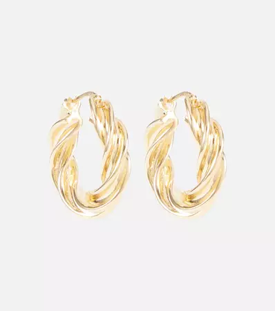 Bottega Veneta - Pillar Twisted gold-plated hoop earrings | Mytheresa