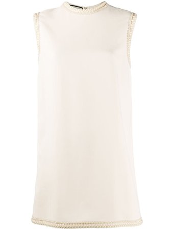 Gucci, Embroidered Trim Sleeveless Mini Dress