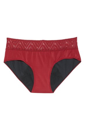 THINX Period Proof Hiphugger Panties red