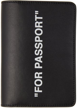 off-white Off-White: Black Quote Passport Holder, SSENSE Canada