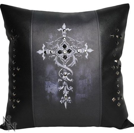 Goth Cushion - Crucifix and Studs | Event Prop Hire