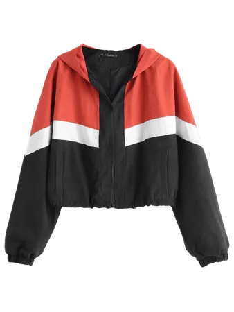 [HOT] 2018 ZAFUL Zip Up Tricolor Drawcord Waist Jacket In MULTI M | ZAFUL