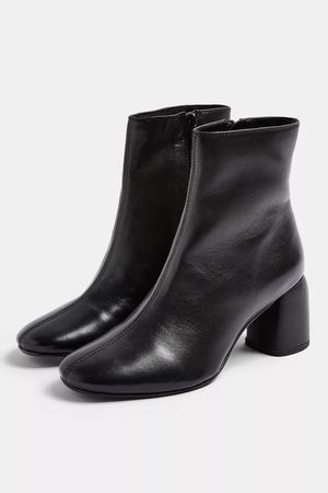 Topshop zip detail chunky heeled boots in black | ASOS