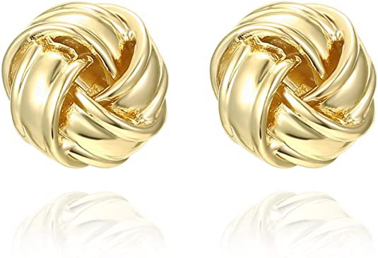 Amazon.com: PAVOI 14K Rose Gold Plated Sterling Silver Post Love Knot Stud Earrings | Gold Earrings for Women: Jewelry