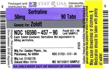 Sertraline Hydrochloride Tablets 25 mg, 50 mg and 100 mg