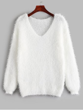 Fuzzy White Sweater 1
