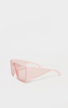 Light Pink Oversized Flat Frame Sunglasses | PrettyLittleThing
