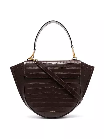 Wandler brown Hortensia medium mock croc leather shoulder bag $920 - Shop SS19 Online - Fast Delivery, Price