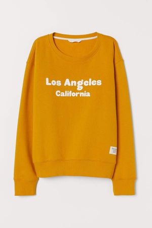Sweatshirt with Printed Design - Yellow