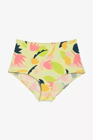 High-waisted bikini briefs - Neon leaves - Swimwear - Monki DK