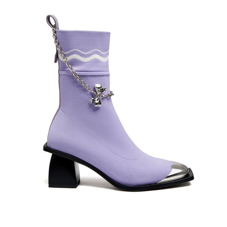 SugarSu Metal Toe Chian Stocking Boots Purple | Mores Studio