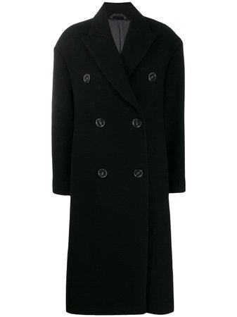 Black Acne Studios Long Double-Breasted Coat | Farfetch.com