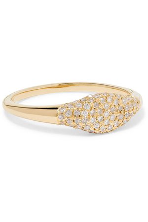 STONE AND STRAND | Sparkle Mini Signet 14-karat gold diamond ring | NET-A-PORTER.COM