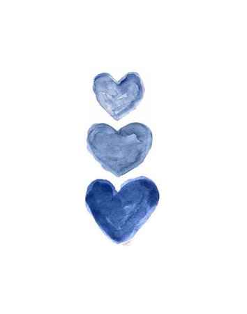 blue watercolor hearts