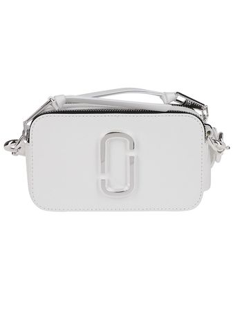 White Leather Snapshot Camera Bag