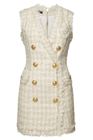 Balmain - Tweed Mini Dress with Wool - beige