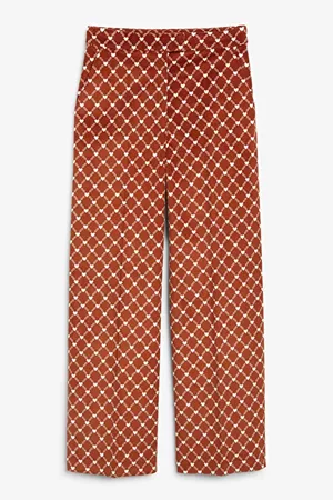 High-waist corduroy trousers - Orange heart chains - Trousers & shorts - Monki BE