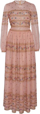 Embroidered Tulle Maxi Dress