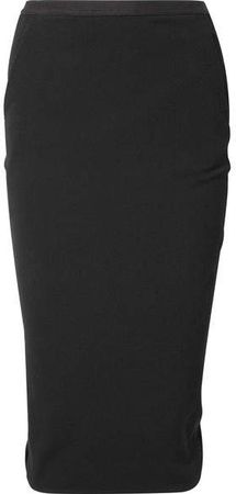 Stretch Cotton-blend Crepe Midi Skirt - Black