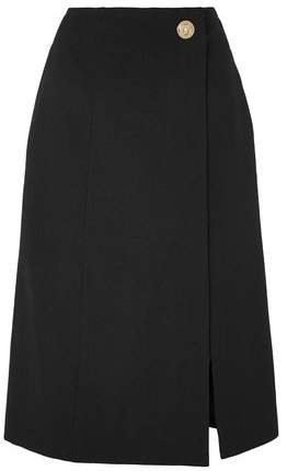 Wrap-effect Grain De Poudre Wool Midi Skirt