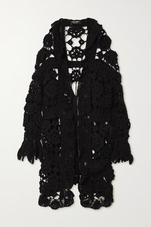 Crocheted Wool Cardigan - Black