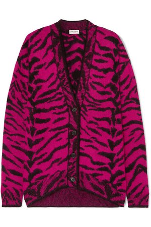 SAINT LAURENT | Zebra-intarsia wool-blend cardigan | NET-A-PORTER.COM