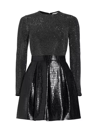 Shop Alice + Olivia Chara Crocodile-Embossed Faux Leather Minidress | Saks Fifth Avenue