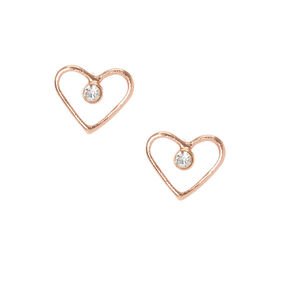 Sterling Silver Glitter Rose Stud Earrings - Pink | Claire's US