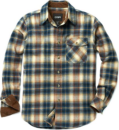 .com .com: CQR Men's All Cotton Flannel Shirt, Long Sleeve  Casual Button Up Plaid Shirt, Brushed Soft Outdoor Shirts: Clothing