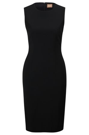 BOSS - Sleeveless shift dress in responsible wool with natural stretch