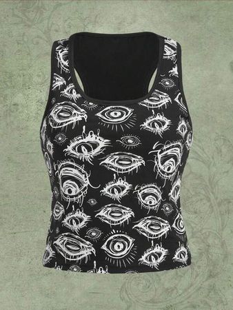 Is That The New Fairycore Eyes Print Tank Top ??| ROMWE USA