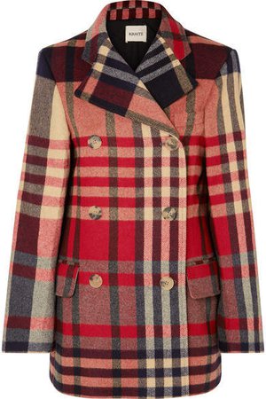 Khaite - Clara Double-breasted Checked Wool And Cashmere-blend Coat - Red