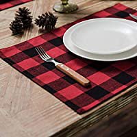 Amazon.com: Christmas Placemats For Dining Table Red Black Buffalo Check Placemats Set Of 6 Plaid Placemats Set Farmhouse Christmas Decorations Kitchen Burlap 6 Pcs Fall HolidayTable Placemat For Dining 11x17 In: Home Improvement