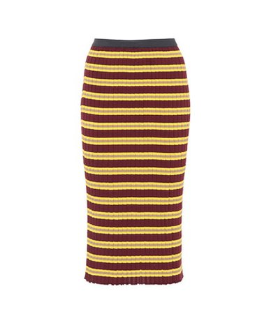 Striped cotton-blend skirt
