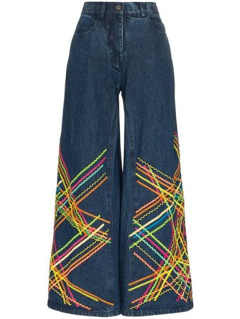 All Things Mochi Brianna Embroidered Flared Jeans - Farfetch