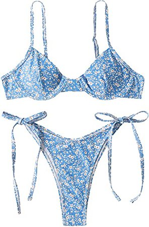 Amazon.com: WDIRARA Women's Floral Embroidered Mesh Ruffle Bikini Swimsuit Bathing Suit : Clothing, Shoes & Jewelry