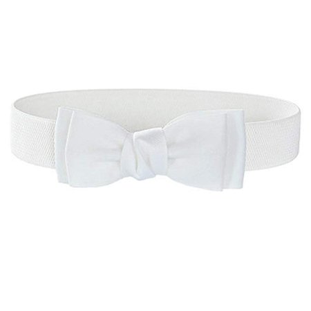 VOCHIC Multi-color Elastic Bow Belt for Dress Womens Wide Waist Belt Stretchy Cinch, White, S-M(26"-29") at Amazon Women’s Clothing store: