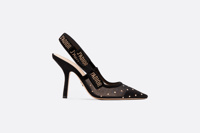 J'Adior slingback in gold-tone dotted Swiss - Shoes - Woman | DIOR