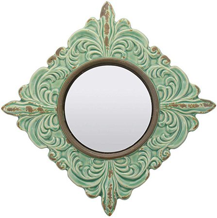 Stonebriar SB-5039A Decorative Antique Green Ceramic Wall Mirror, Vintage Home Décor for Living Room, Kitchen, Bedroom, or Hallway, French Country Decor: Amazon.ca: Home & Kitchen