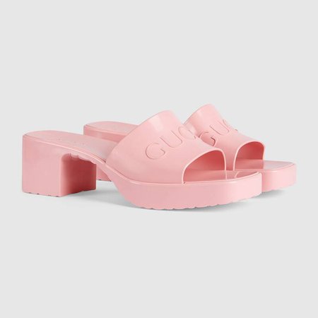 Pink Women's rubber slide sandal | GUCCI® Canada