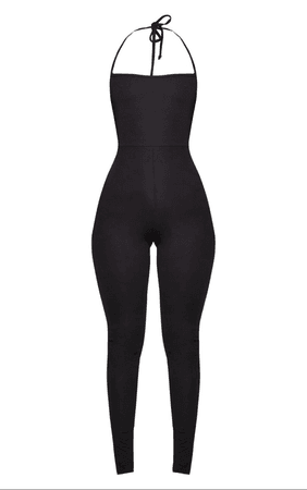 black strappy back split hem jumpsuit