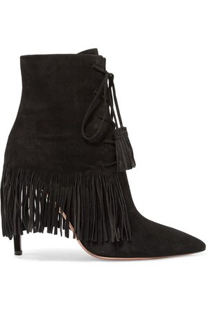 Aquazzura | Mustang 105 fringed suede ankle boots | NET-A-PORTER.COM