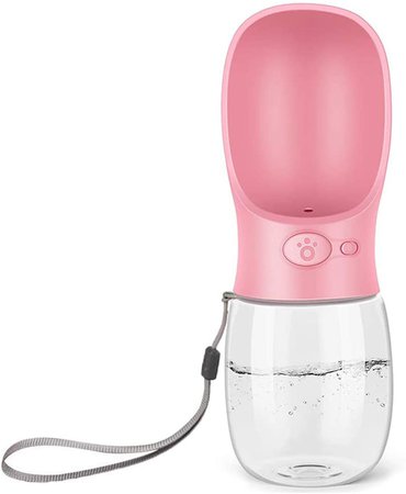 Amazon.com: QQPETS Dog Water Bottle Leak Proof Portable Travel Drink Cup with Bowl Dispenser for Pet Outdoor Walking Hiking Travelling 12 OZ (Pink): Home Improvement