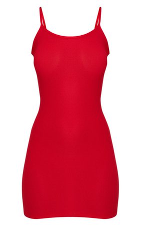 RED CREPE STRAPPY BODYCON DRESS
