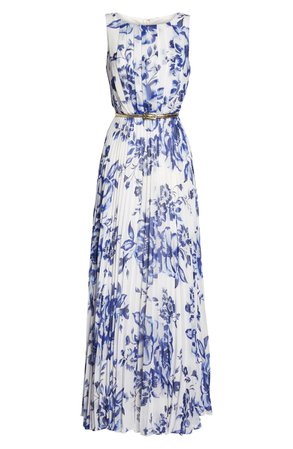 Eliza J Pleated Floral Chiffon Maxi Dress (Regular & Petite) | Nordstrom