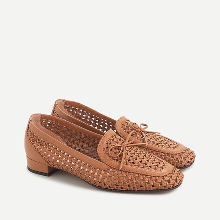 J.Crew: Woven Loafers With Bow Detail brown