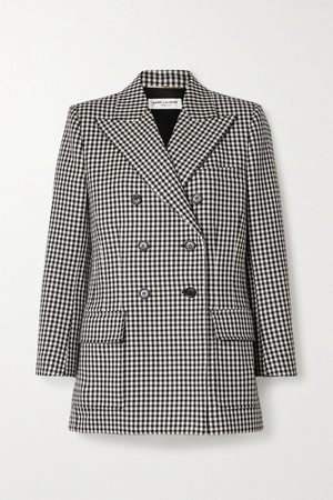 Black Double-breasted checked wool blazer | SAINT LAURENT | NET-A-PORTER