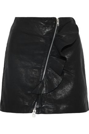 Venus ruffle-trimmed leather mini skirt | W118 by WALTER BAKER | Sale up to 70% off | THE OUTNET