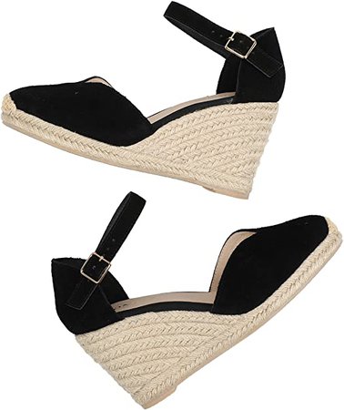 Amazon.com | Womens 3" Wedge Sandals Ankle Strap, Cap Toe，Classic Espadrille Heel Shoes