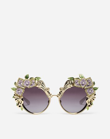 Metal Sunglasses With Hydrangea Embellishment - Women | Dolce&Gabbana